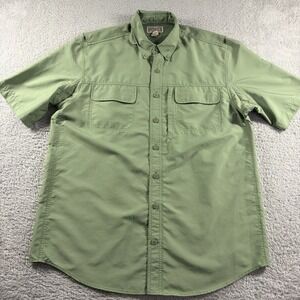 Duluth Trading Fishing Shirt Mens Large Tall Green Button Up Poly Mesh Vented